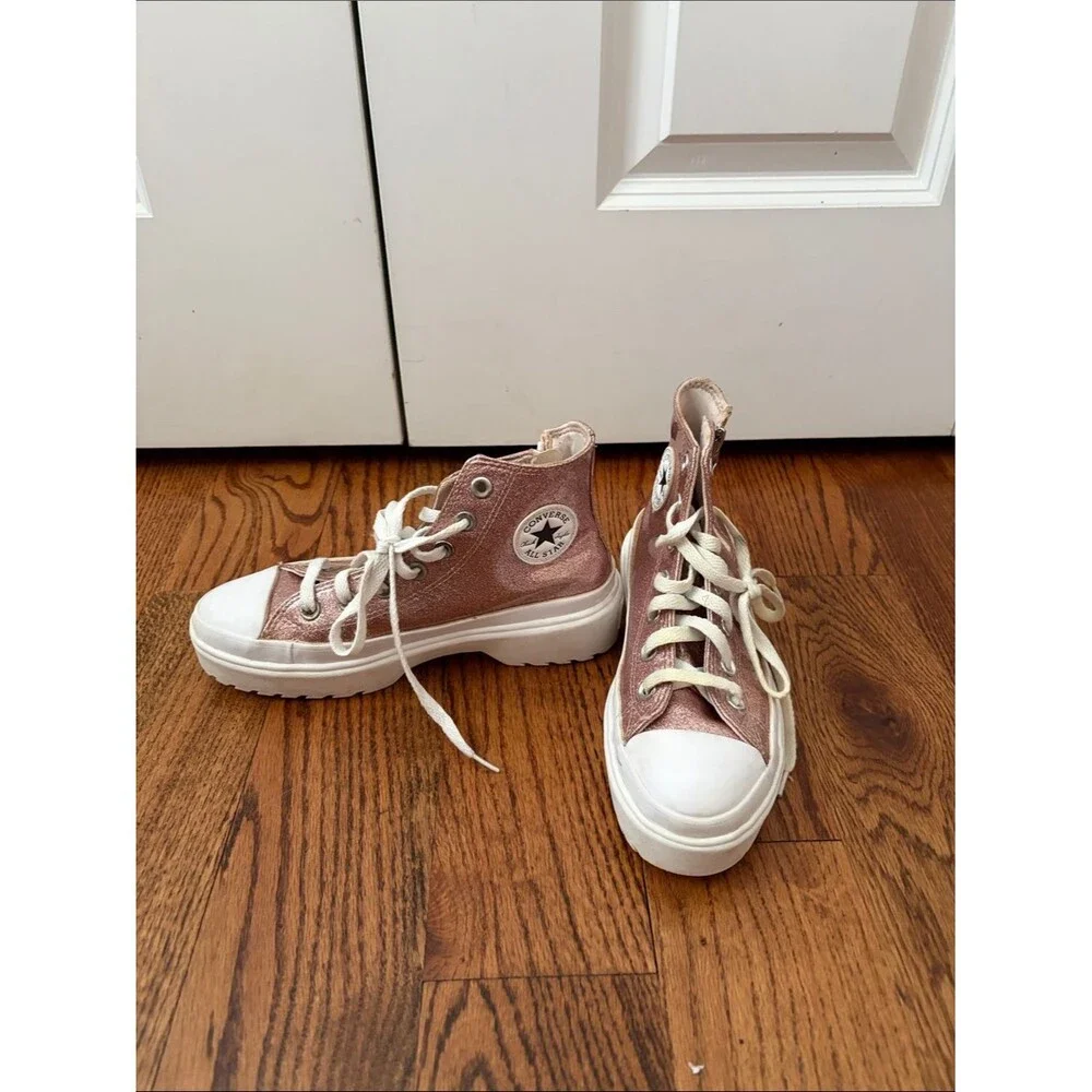 Converse Pink Glitter Platform High-Top Sneakers Girl's Size 3.5